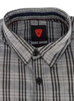 Hemd, Slim Fit, Baumwolle, Grau-schwarz Kariert -Milestone Shop 162023 norm2
