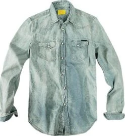 Gas Hemd, Baumwolle, Jeansblau Meliert