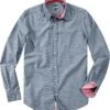 Hemd, Slim Fit, Baumwolle, Jeansblau-weiß Gemustert -Milestone Shop 193047 norm