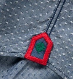 Hemd, Slim Fit, Baumwolle, Jeansblau-weiß Gemustert -Milestone Shop 193047 norm5