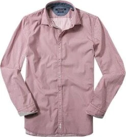 Marc O'Polo Hemd, Shaped Fit, Popeline, Karmesinrot Gemustert