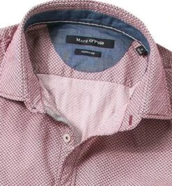 Marc O'Polo Hemd, Shaped Fit, Popeline, Karmesinrot Gemustert -Milestone Shop 196651 norm2