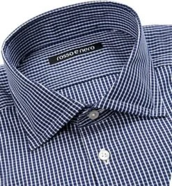 Hemd, Slim Fit, Popeline, Marineblau-weiß Kariert -Milestone Shop 217225 norm2