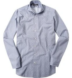 Hemd, Shaped Fit, Popeline, Marine-weiß Floral