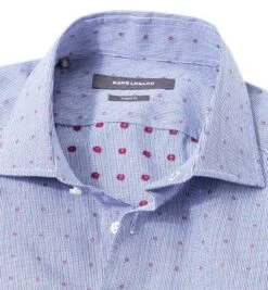 Hemd, Shaped Fit, Popeline, Extra Langer Arm, Blau Gepunktet -Milestone Shop 253077 norm2