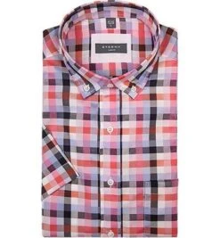 Eterna Kurzarmhemd, Slim Fit, Twill, Pink Kariert