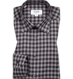 ETON Hemd, Slim Fit, Twill, Schwarz-petrol Kariert