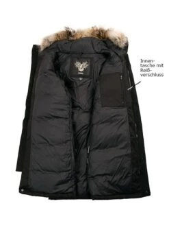 Daunenparka, Mikrofaser Wasserdicht - Echtfell, Schwarz -Milestone Shop 307196 norm4