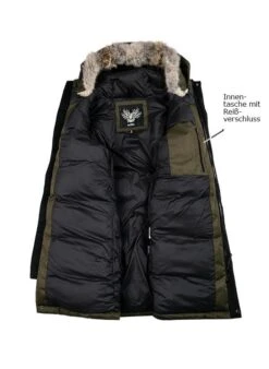 Daunenparka, Mikrofaser Wasserdicht - Echtfell, Olivgrün -Milestone Shop 330516 norm4
