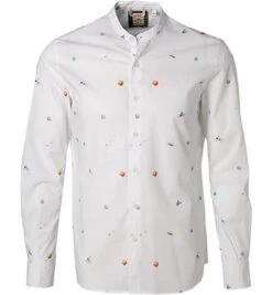 BOB Hemd, Popeline, Weiß Gemustert