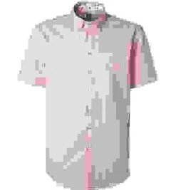 Kurzarmhemd, Custom Fit, Twill, Orange-weiß Kariert 9 Kurzarmhemd, Custom Fit, Twill, Orange-weiß Kariert -Milestone Shop 346457 norm 1