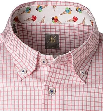 Kurzarmhemd, Custom Fit, Twill, Orange-weiß Kariert 5 Kurzarmhemd, Custom Fit, Twill, Orange-weiß Kariert – Bild 3