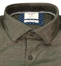 OLYMP Hemd, Body Fit, Cord, Olivgrün -Milestone Shop 376656 norm2