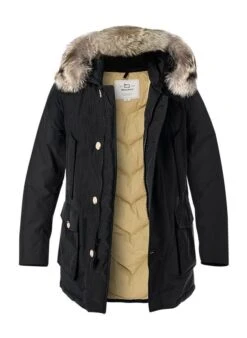 Woolrich Daunenparka Arctic, Baumwolle Echtpelz, Schwarz