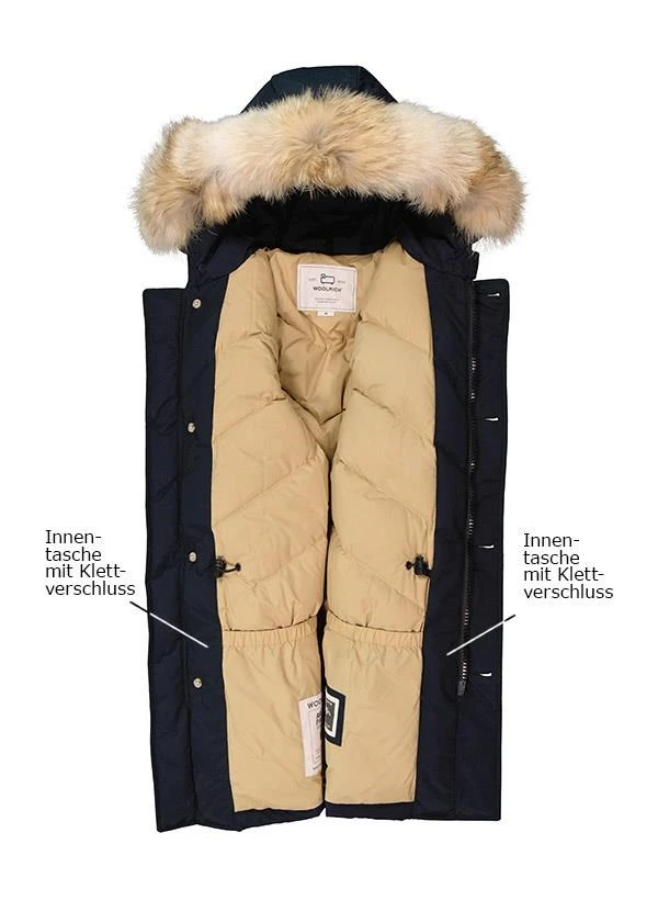 Woolrich Daunenparka Arctic, Baumwolle Echtfell, Dunkelblau 7 Woolrich Daunenparka Arctic, Baumwolle Echtfell, Dunkelblau – Bild 5