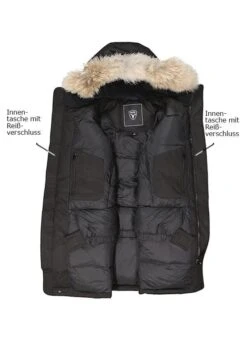 Daunenparka, Mikrofaser Echtfell, Schwarz -Milestone Shop 380947 norm4