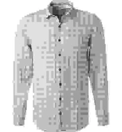 OLYMP Hemd, Body Fit, Reines Leinen, Grün Kariert -Milestone Shop 385423 norm 1