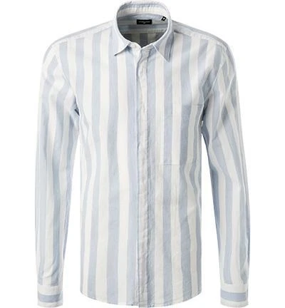 Strellson Hemd, Baumwoll-Leinen, Hellblau-weiß Gestreift 3 Strellson Hemd, Baumwoll-Leinen, Hellblau-weiß Gestreift