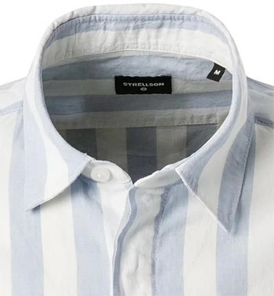 Strellson Hemd, Baumwoll-Leinen, Hellblau-weiß Gestreift 4 Strellson Hemd, Baumwoll-Leinen, Hellblau-weiß Gestreift – Bild 2