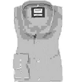 OLYMP Hemd, Body Fit, Baumwolle, Marine-weiß Kariert -Milestone Shop 396521 norm 1