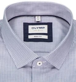 OLYMP Hemd, Body Fit, Baumwolle, Marine-weiß Kariert -Milestone Shop 396521 norm2