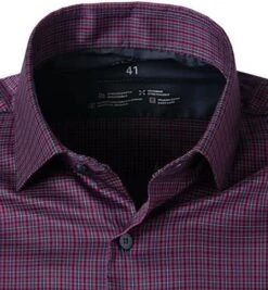 OLYMP Hemd, Body Fit, Mikrofaser Atmungsaktiv, Granat Kariert -Milestone Shop 396530 norm2