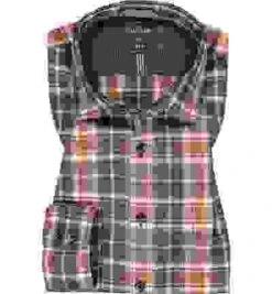 OLYMP Hemd, Modern Fit, Baumwolle, Caramel-blau Kariert -Milestone Shop 396553 norm 1