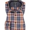 OLYMP Hemd, Modern Fit, Baumwolle, Caramel-blau Kariert -Milestone Shop 396553 norm