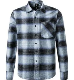 Replay Overshirt, Baumwolle, Blau-schwarz Kariert