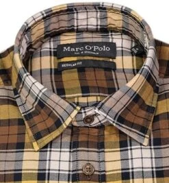 Marc O'Polo Hemd, Regular Fit, Bio Baumwolle, Ocker-braun Kariert -Milestone Shop 397144 norm2