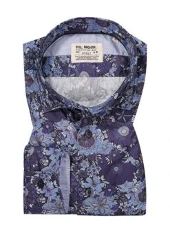 Hemd, Shaped Fit, Baumwolle CO2-Neutral, Indigo Gemustert