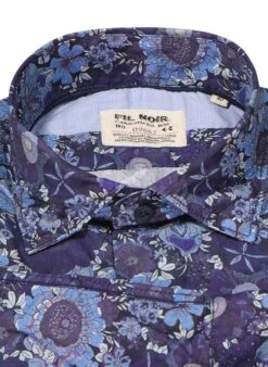 Hemd, Shaped Fit, Baumwolle CO2-Neutral, Indigo Gemustert 8 Hemd, Shaped Fit, Baumwolle CO2-Neutral, Indigo Gemustert -Milestone Shop 398256 norm2