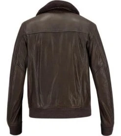 Lederjacke, Schafleder Pelzkragen, Kaffeebraun -Milestone Shop 398604 norm2