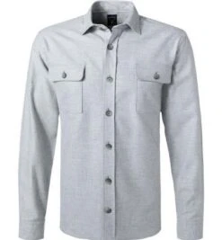 Van Laack Overshirt, Flanell, Hellgrau Meliert