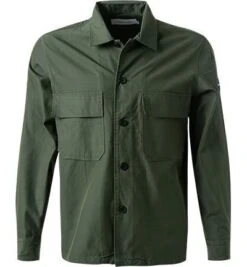Calvin Klein Overshirt, Baumwolle, Dunkelolive