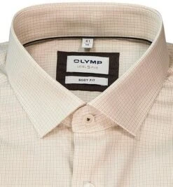 OLYMP Hemd, Body Fit, Baumwoll-Stretch, Natur Kariert -Milestone Shop 400258 norm2