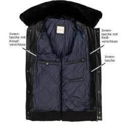 Bugatti Lederblouson, Lammleder Fellkragen, Schwarz -Milestone Shop 400883 norm3