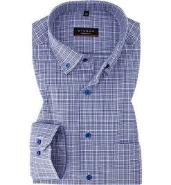 Eterna Hemd, Modern Fit, Baumwolle, Marineblau Kariert