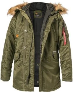Alpha Industries Parka, Mikrofaser Wattiert, Dunkelgrün