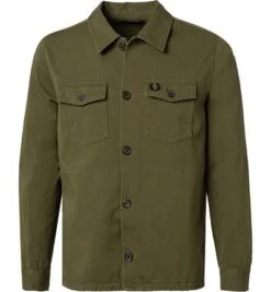 Fred Perry Overshirt, Baumwolle, Olivgrün