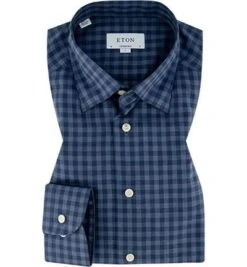 ETON Hemd, Contemporary Fit, Baumwolle, Blau Kariert