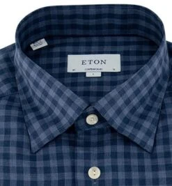 ETON Hemd, Contemporary Fit, Baumwolle, Blau Kariert -Milestone Shop 401538 norm2