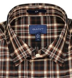 Gant Hemd, Slim Fit, Twill, Braun-beige Kariert -Milestone Shop 403367 norm2