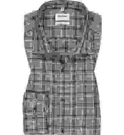 OLYMP Hemd, Body Fit, Baumwoll-Stretch, Braun-schwarz Kariert -Milestone Shop 403505 norm 1