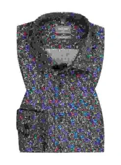 OLYMP Hemd, Comfort Fit, Baumwolle, Navy-rot Gemustert -Milestone Shop 404404 norm 1