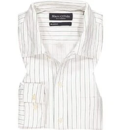 Marc O'Polo Hemd, Relaxed Fit, Bio Baumwolle, Weiß Gestreift