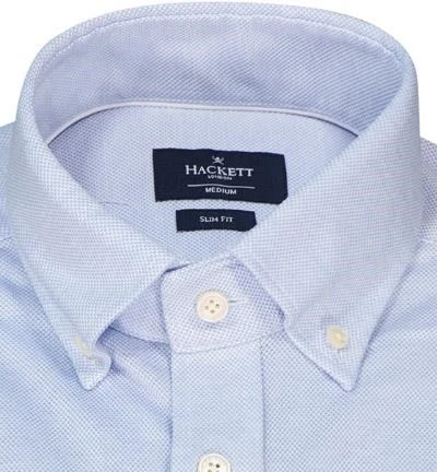 Hackett Hemd, Slim Fit, Piqué, Hellblau Meliert 4 Hackett Hemd, Slim Fit, Piqué, Hellblau Meliert – Bild 2