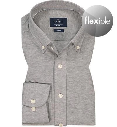 Hackett Hemd, Slim Fit, Piqué, Grau Meliert 3 Hackett Hemd, Slim Fit, Piqué, Grau Meliert