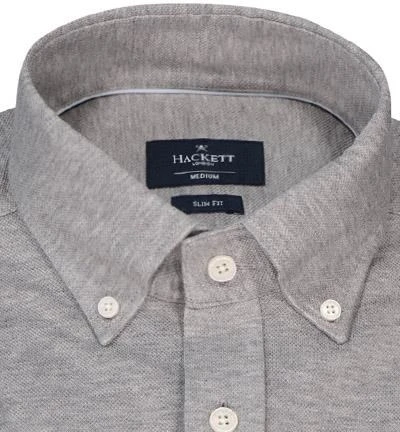 Hackett Hemd, Slim Fit, Piqué, Grau Meliert 4 Hackett Hemd, Slim Fit, Piqué, Grau Meliert – Bild 2