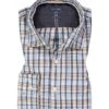 OLYMP Hemd, Casual Modern Fit, Flanell, Blau-braun Kariert